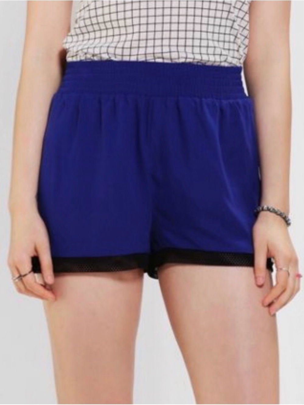 Silence + Noise Blue Black Athletic Shorts